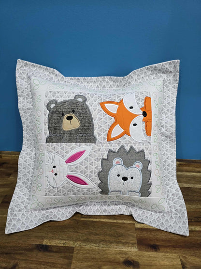 “Woodland Patchy Pup” Handmade Cushion Cover